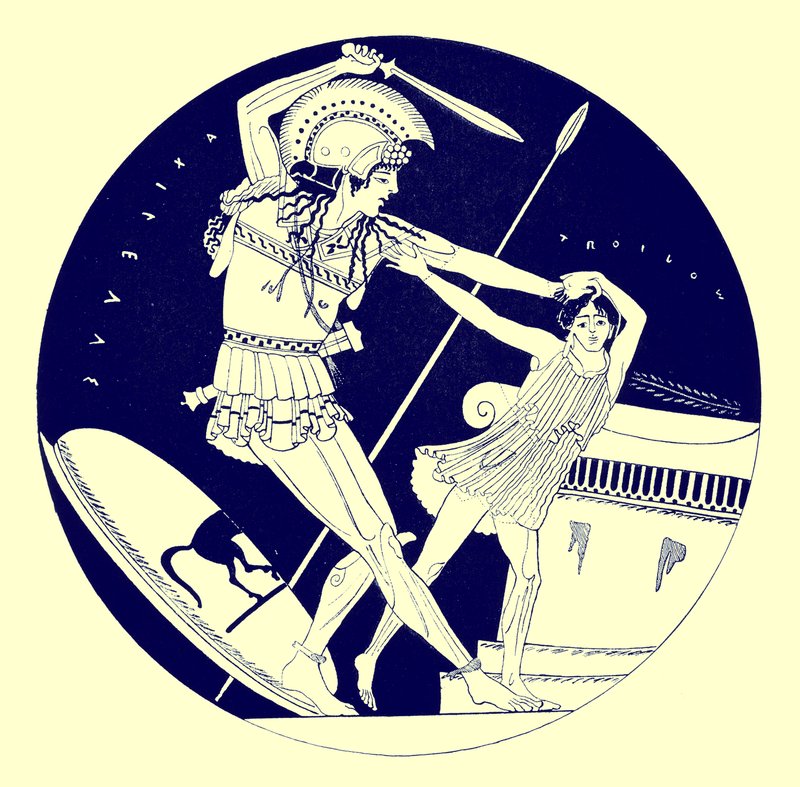 The Death of Troilos, illustration from Greek Vase Paintings by J. E. Harrison and D. S. MacColl, published 1894 by after English School
