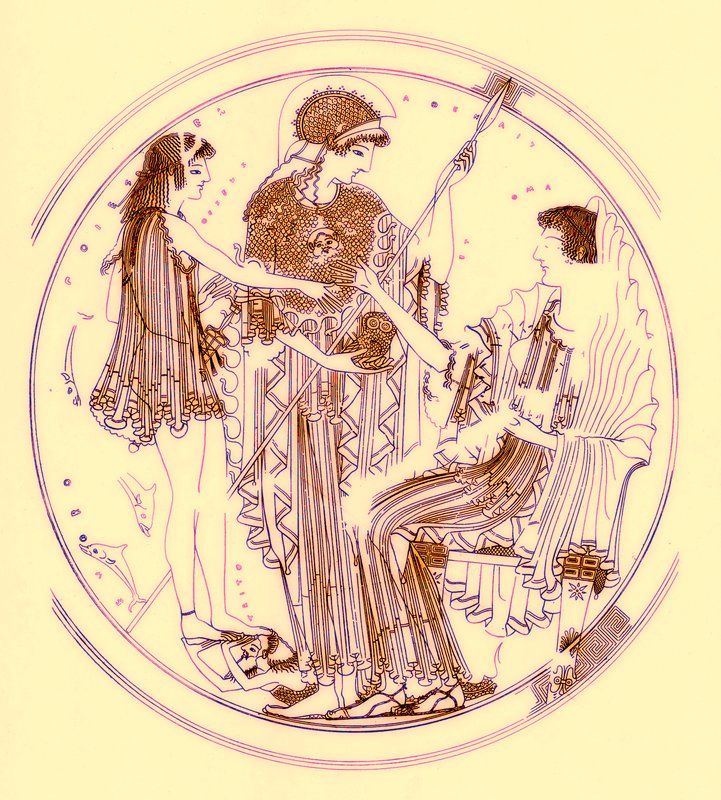 Theseus and Amphitrite, illustration from Greek Vase Paintings by J. E. Harrison and D. S. MacColl, published 1894 by after English School
