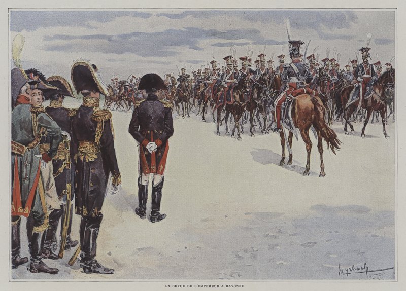 Napoleon Reviewing Troops of the Polish Light Horse at Bayonne by after Felicien baron de Myrbach Rheinfeld