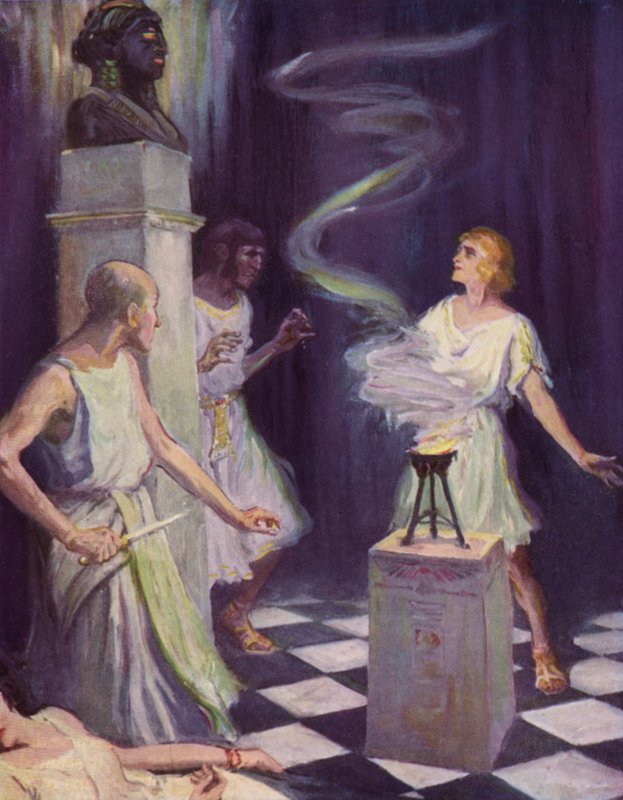 As he spoke, the still and vast features of the goddess seemed suddenly to glow with life by after Frederick Coffay Yohn