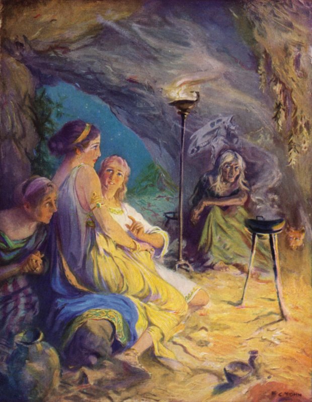 Glaucus and Ione seek refuge in the witch
