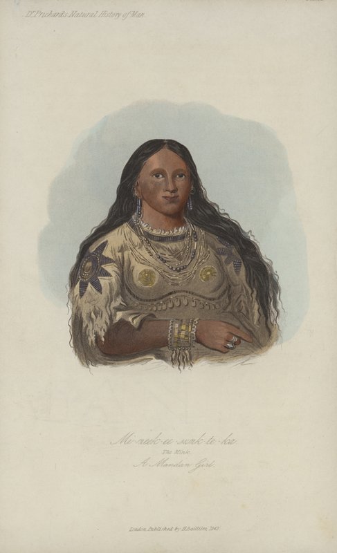 Mi-neek-ee-sunk-te-ka, The Mink, A Mandan Girl (aquatint) by after George Catlin