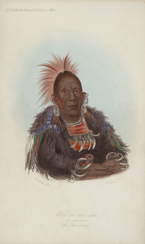 Wah-ro-nee sah, The Surrounder, An Ottoe Chief by after George Catlin