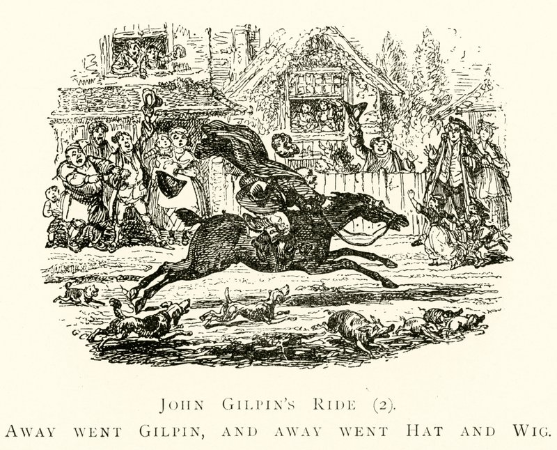 John Gilpins Ride (2), Away went Gilpin, and away went Hat and Wig by after George Cruikshank