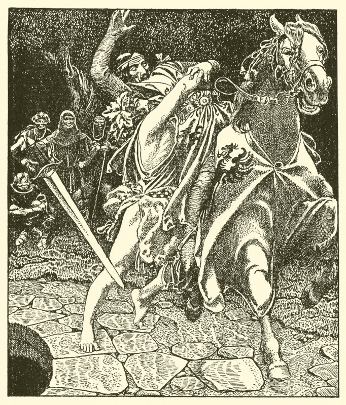 Sir Kay and the Forest Madman by after Howard Pyle