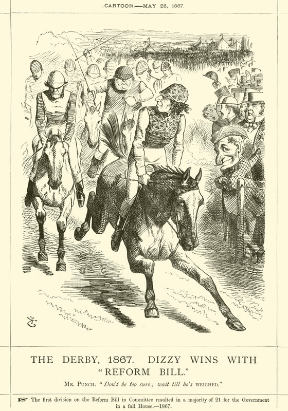 The Derby, 1867, Dizzy Wins with Reform Bill by after John Tenniel