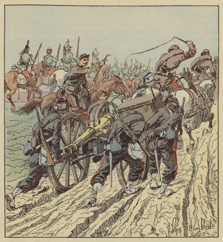 Battle of Artenay, Retreat of the Artillery under the Protection of the 6th Dragoons by after Louis Charles Bombled