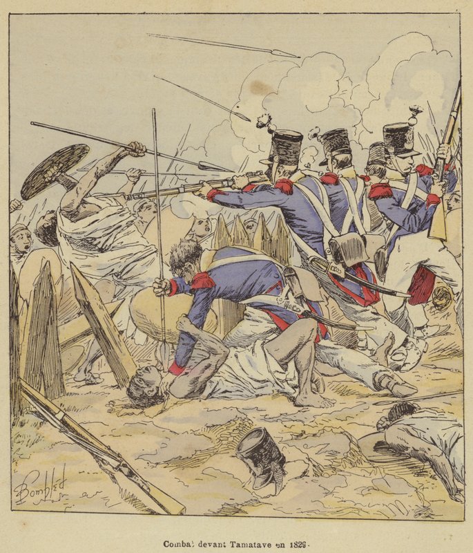 Battle Before Tamatave in 1829 by after Louis Charles Bombled