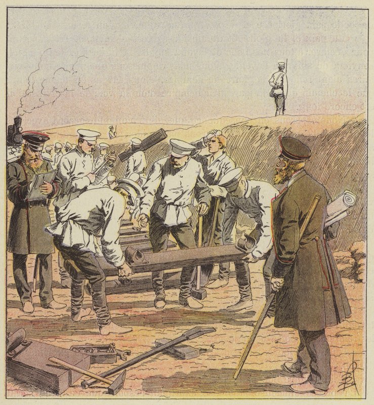Construction of the Trans-Siberian Railway by after Louis Charles Bombled