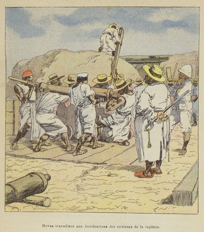 Hovas Working on the Fortifications around the Capital by after Louis Charles Bombled