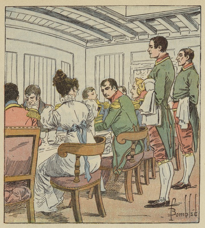 The Emperor had Mrs. de Montholon on his left by after Louis Charles Bombled