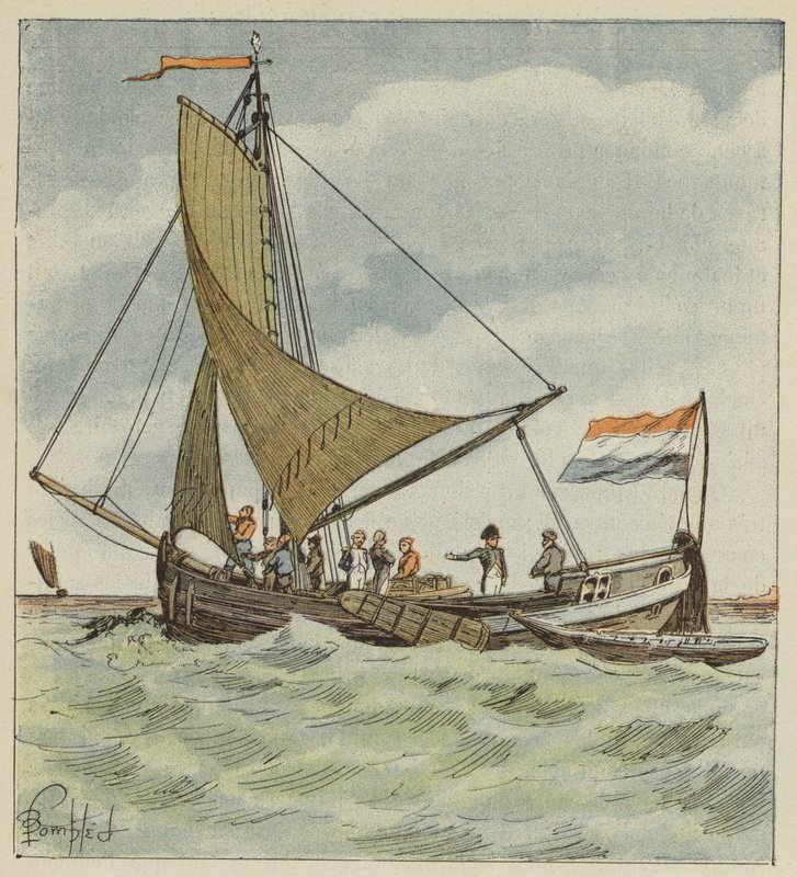 The Emperor donates a boat to a Dutch pilot by after Louis Charles Bombled