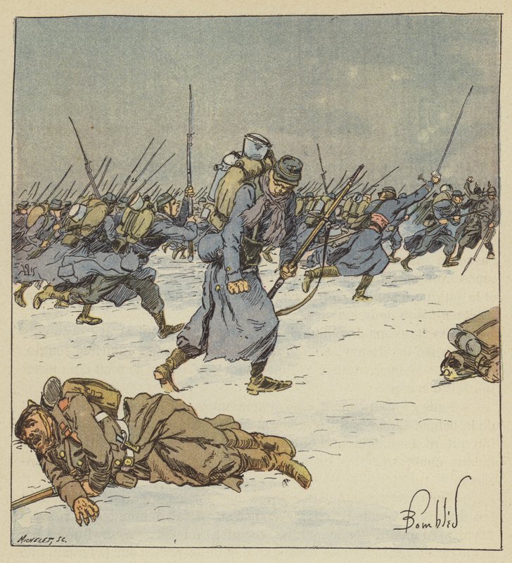 Chasseur Martin of the 10th Battalion Leaves His Bayonet in the Body of a Prussian Non-Commissioned Officer by after Louis Charles Bombled