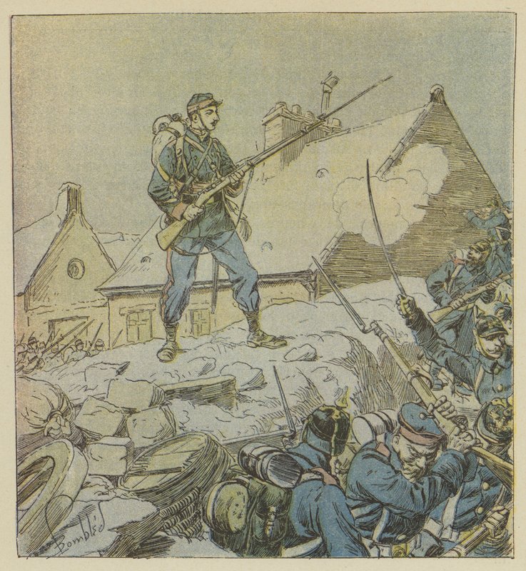 Sergeant Pitou, Intrepidly Climbing the Barricade at Courceboeufs, Decides the Capture of the Village by after Louis Charles Bombled