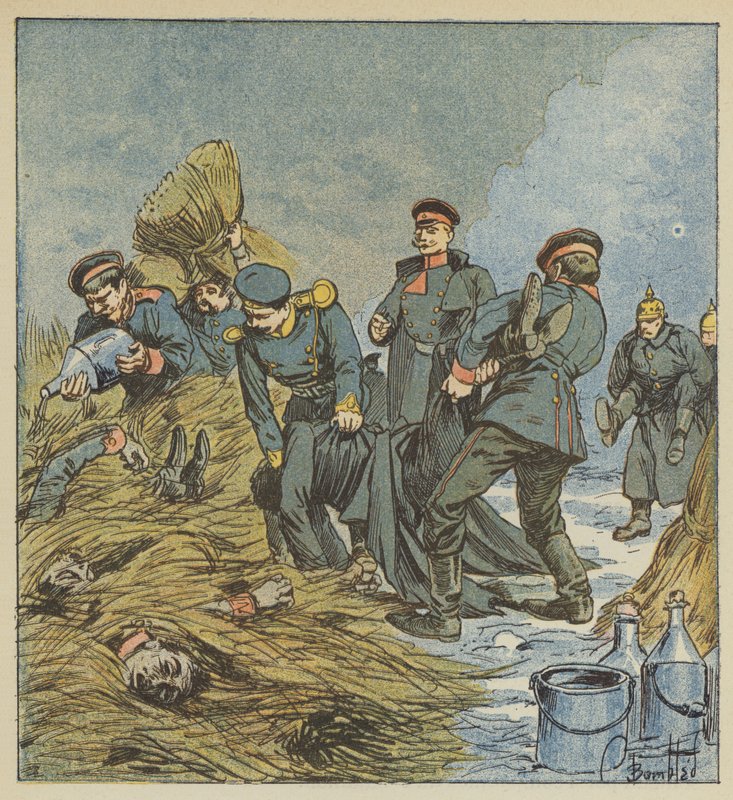 The Prussians Burn Their Dead by after Louis Charles Bombled