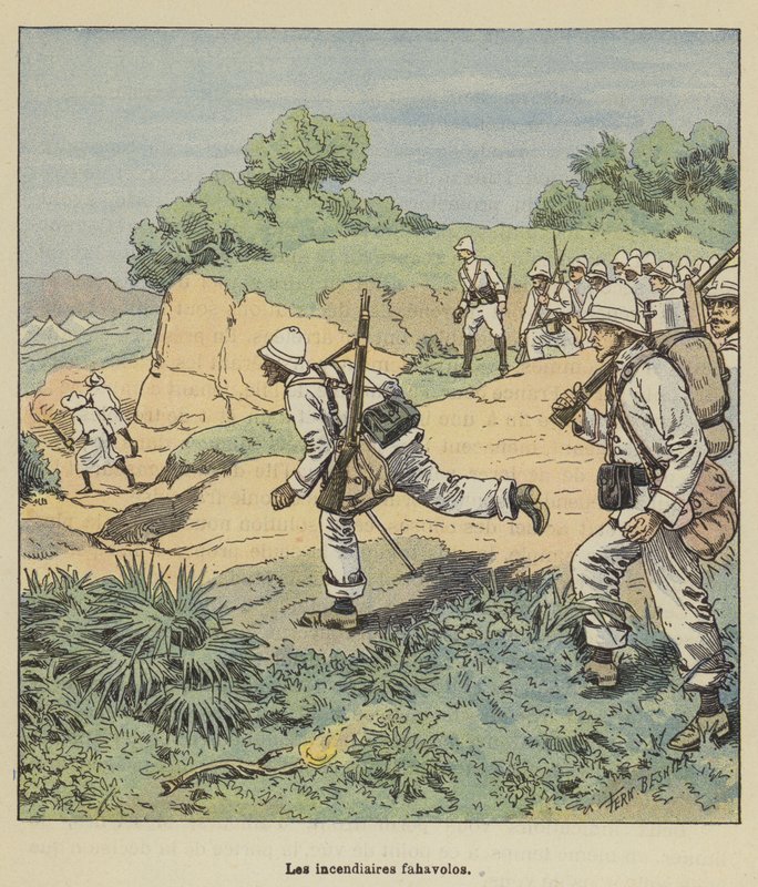 The Fahavolos Arsonists by after Louis Charles Bombled