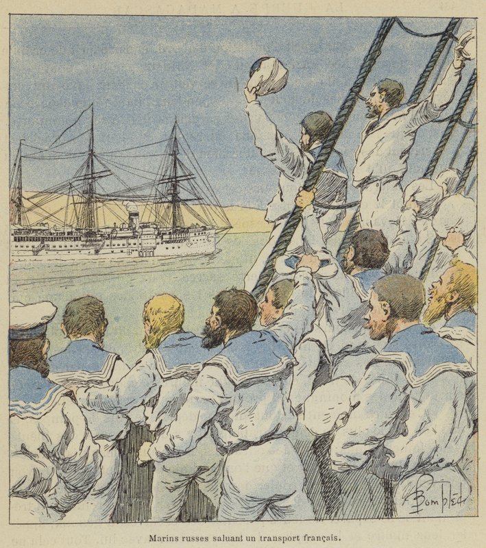 Russian Sailors Saluting a French Transport by after Louis Charles Bombled