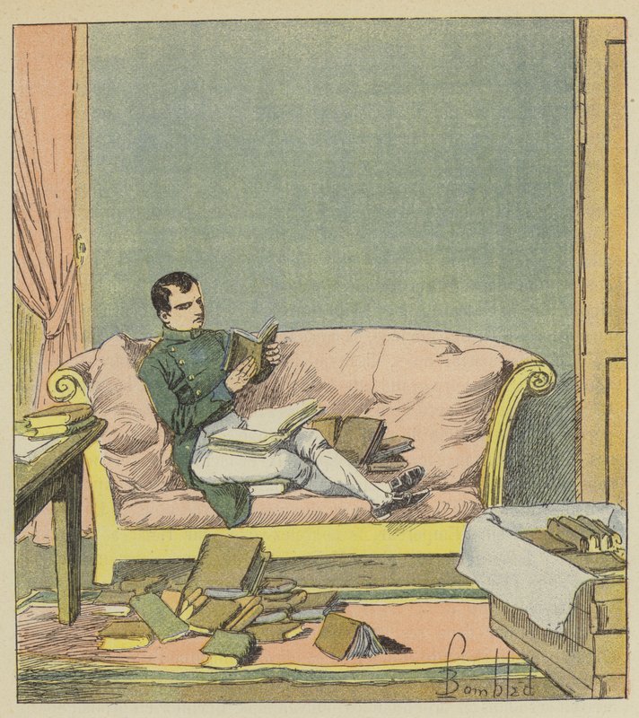 Napoleon goes through the books that have just been sent to him by after Louis Charles Bombled