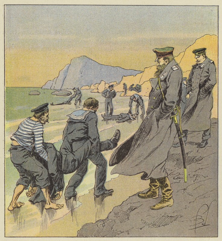 Recovery of the Bodies of the Sailors from the Petropawlosk by after Louis Charles Bombled
