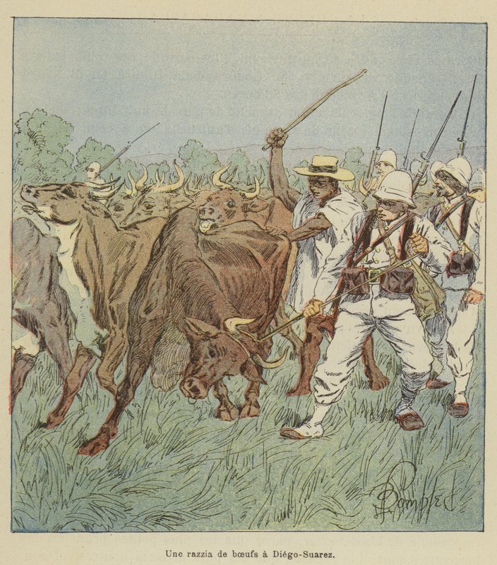 A Cattle Raid in Diego-Suarez by after Louis Charles Bombled