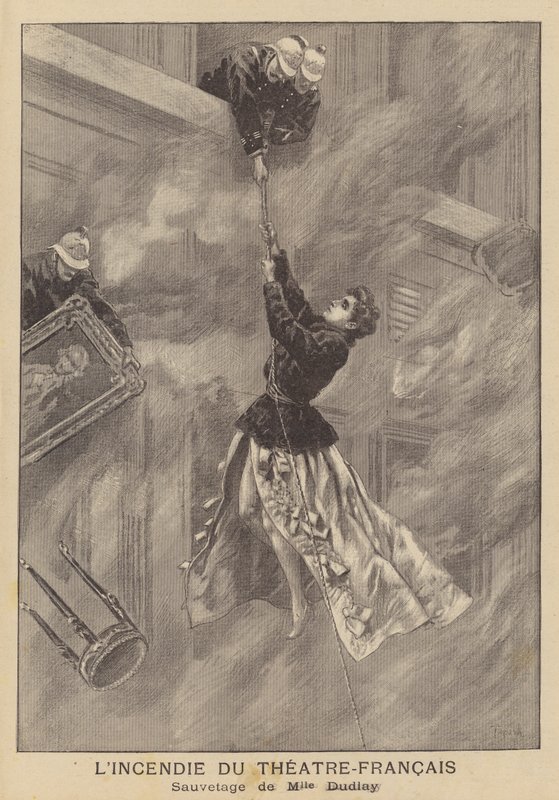 Fire at the Theatre-Francais, Paris by after Oswaldo Tofani