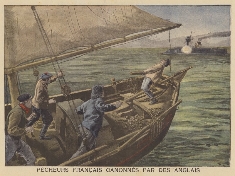 French fishermen fired upon by the British by after Oswaldo Tofani