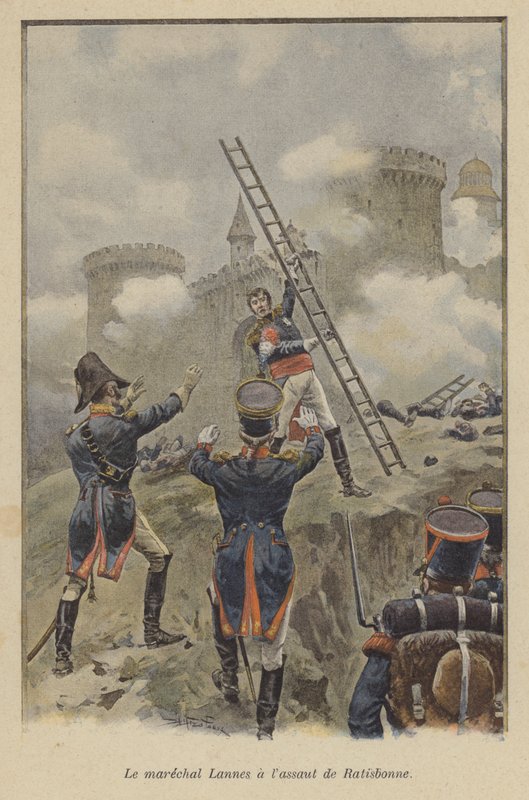 Marshal Lannes at the Assault on Ratisbon, 1809 by after Paris