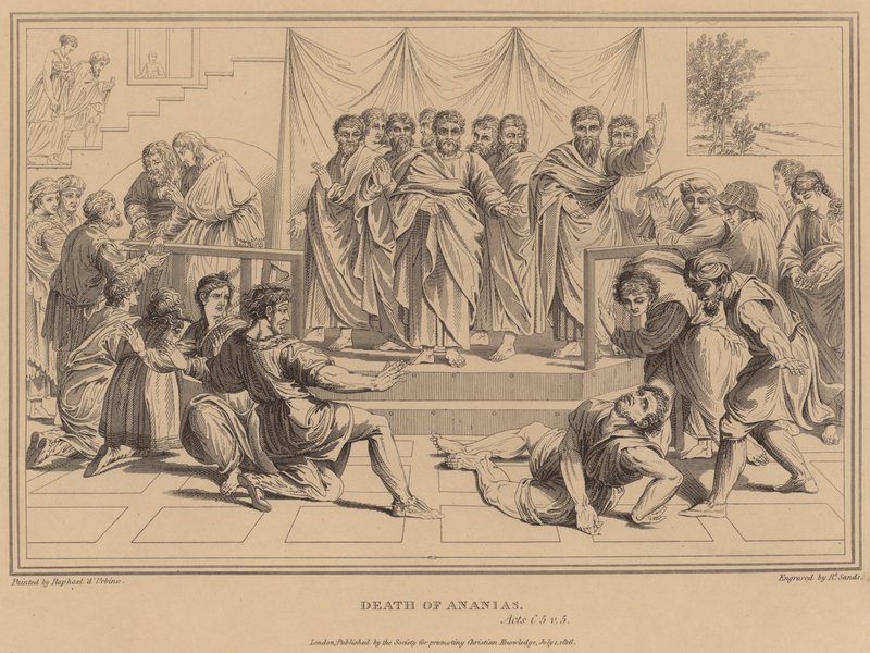 Death of Ananias, Acts by after Raphael