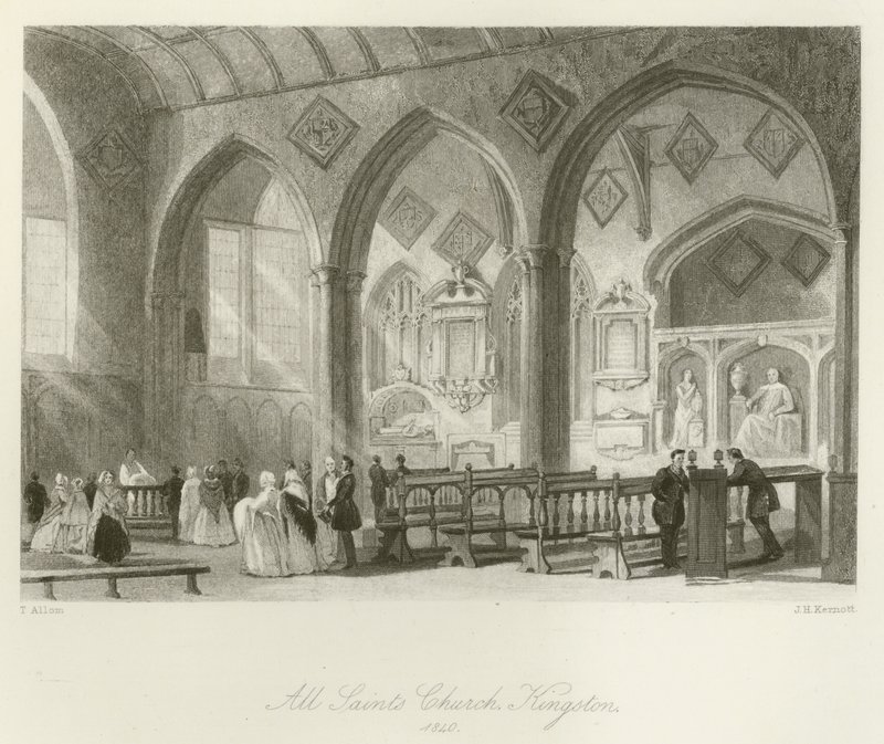 All Saints Church, Kingston, 1840 by after Thomas Allom