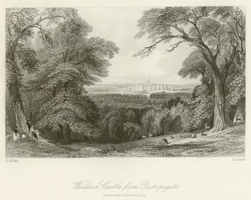 Windsor Castle from Bishopsgate, Surrey Side of the Great Park by after Thomas Allom