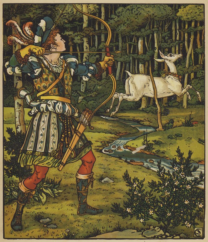 Prince Guerrier Pursues the Hind in the Wood by after Walter Crane