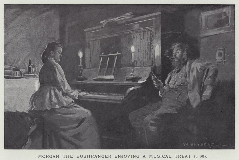 Morgan the Bushranger Enjoying a Musical Treat by after William Hatherell