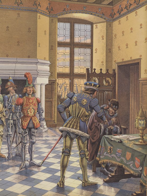 Charles the Bold, Duke of Burgundy, Lays a Treaty Before King Louis XI and Demands That He Sign It by pseudonym for Onfray de Breville Job