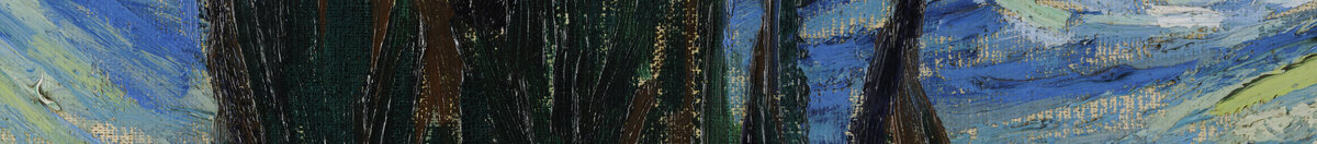 Starry Night (Vincent van Gogh), Detail: Dunkle Zypresse