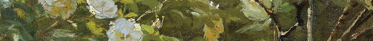 Marie Krøyer seated in the deckchair in the garden by Mrs Bendsen's house (Peder Severin Krøyer), Detail: Weiße Rosenblüten