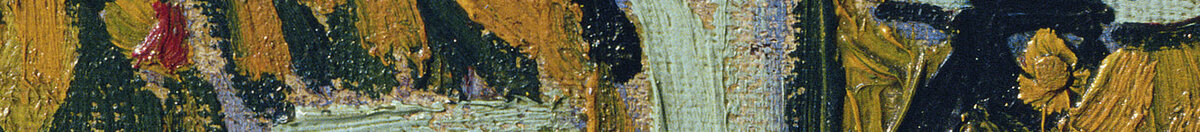 Café Terrace, Place du Forum, Arles, 1888 (Vincent van Gogh), Detail: Kellner und Gäste unter der Markise