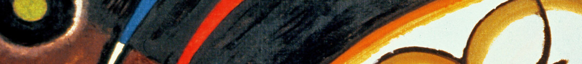 Intersecting Lines, 1923 (Wassily Kandinsky), Detail: Dunkler Kopfform mit Farbbögen