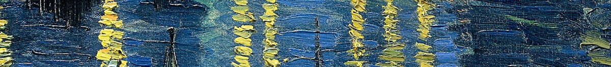 Starry Night Over the Rhône (Vincent van Gogh), Detail: Gaslichter im Wasser