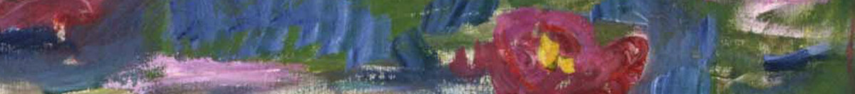 Water Lilies, 1916 (Claude Monet), Detail: Blüten links mit Spiegelung