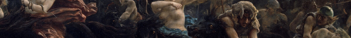 The Wild Hunt of Odin, 1872 (Peter Nicolai Arbo), Detail: Blonde Reiterin in Blau