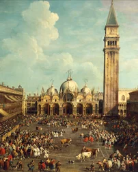 Bullfighting or Bull Hunting in Piazza San Marco