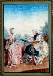 Mademoiselle Melin and Mademoiselle de Laleu Doing Watercolour Tapestry