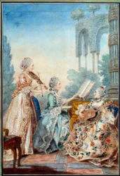 The three daughters of the composer Joseph Nicolas Pancrace Royer performing the score of the ballet Zaide