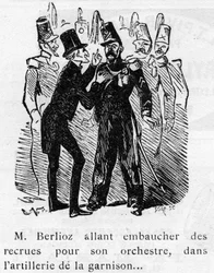 Cartoon on the work of Berlioz designed by Nadar in 1856 for the Journal pour rire