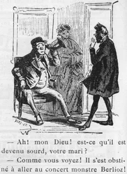 Cartoon on the work of Hector Berlioz designed by Nadar in 1856 for the Journal pour rire