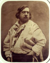Portrait of the French writer Theophile Gautier in the white blouse