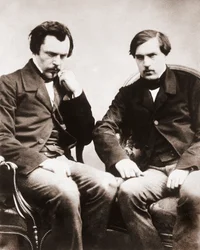 The brothers Edmond de Goncourt (1822-1896) and Jules de Goncourt (1830-1870) literary critics and French writers, photo by Gaspard Felix Tournachon dit Felix Nadar (1820-1910) circa 1855