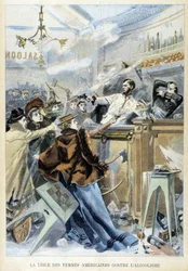 A Clash in a Bar Illustrating the American Women