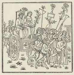 Procession pulling a chariot