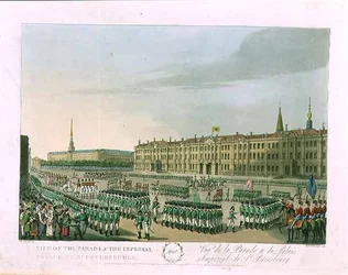 View of the Parade and the Imperial Palace at St. Petersburg, Illustration for April from 